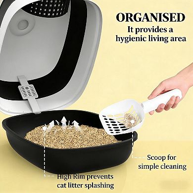 IFMALL Enclosed Foldable Pet Litter Box with Odor Control and Easy Cleaning