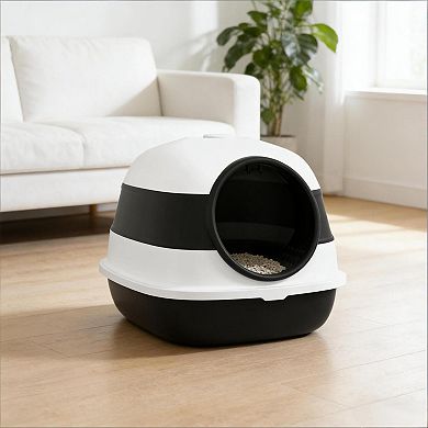 IFMALL Enclosed Foldable Pet Litter Box with Odor Control and Easy Cleaning