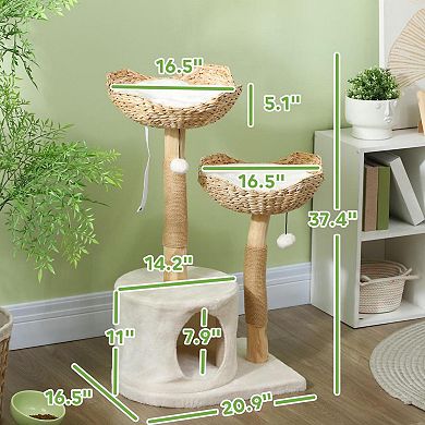 IFMALL Multi-Level Indoor Cat Tree with Scratching Posts and Plush Bed