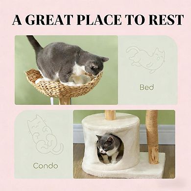 IFMALL Multi-Level Indoor Cat Tree with Scratching Posts and Plush Bed