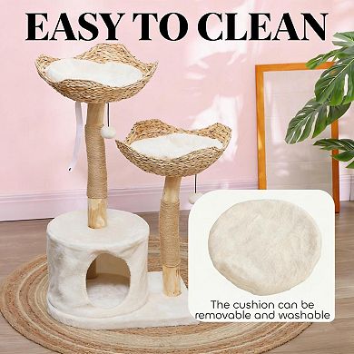 IFMALL Multi-Level Indoor Cat Tree with Scratching Posts and Plush Bed