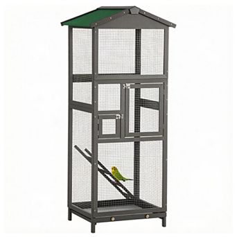 IFMALL Spacious Indoor Outdoor Wooden Bird Aviary House with Pull Out Tray