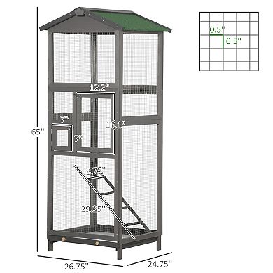 IFMALL Spacious Indoor Outdoor Wooden Bird Aviary House with Pull Out Tray