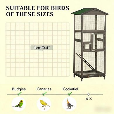 IFMALL Spacious Indoor Outdoor Wooden Bird Aviary House with Pull Out Tray