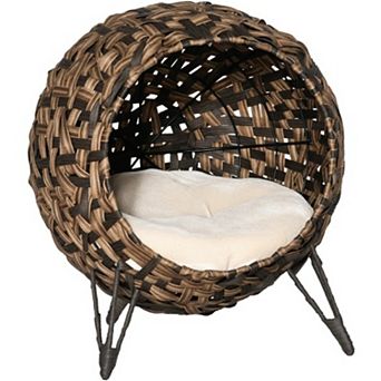 IFMALL Hand-Woven Elevated Cat Sanctuary Condo with Included Soft Cushion