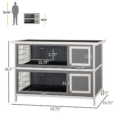 IFMALL Two-Story Small Animal Hutch with Removable Floor Trays