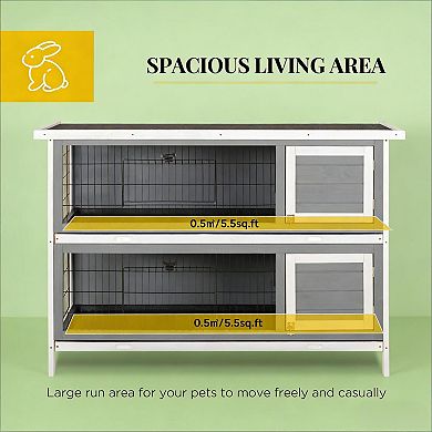 IFMALL Two-Story Small Animal Hutch with Removable Floor Trays
