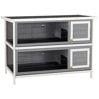 IFMALL Two-Story Small Animal Hutch with Removable Floor Trays