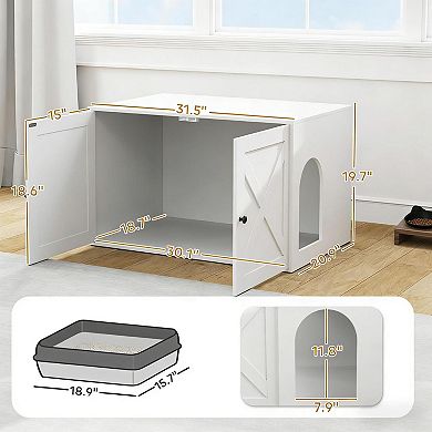 IFMALL Dual Function Cat Litter Box Enclosure and Side Table Furniture
