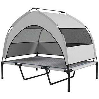 IFMALL Elevated Cooling Pet Cot Bed with Sun Canopy Portable Outdoor Design