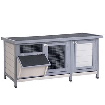 IFMALL Spacious Wooden Small Animal Hutch with Protective Wire Enclosure