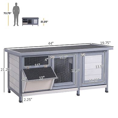 IFMALL Spacious Wooden Small Animal Hutch with Protective Wire Enclosure