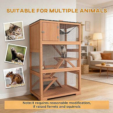 IFMALL Multi-Level Outdoor Pet Enclosure with Hammock and Ramps