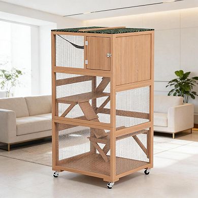 IFMALL Multi-Level Outdoor Pet Enclosure with Hammock and Ramps