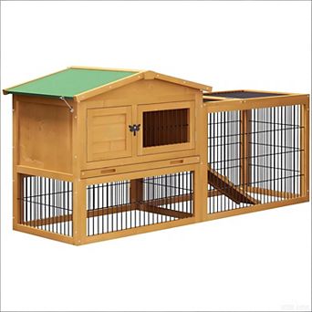 IFMALL Outdoor Small Animal Hutch with Weather-Resistant Roof and Run Space