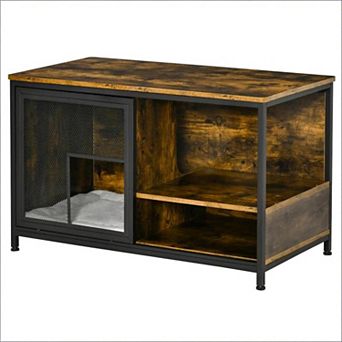 IFMALL Compact Indoor Pet House with Storage Shelves and Removable Cushion