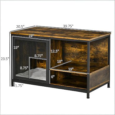 IFMALL Compact Indoor Pet House with Storage Shelves and Removable Cushion