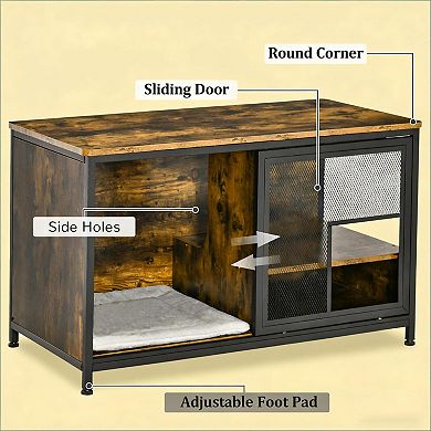 IFMALL Compact Indoor Pet House with Storage Shelves and Removable Cushion