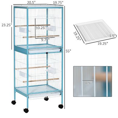 IFMALL Large Rolling Bird Aviary Habitat with Multiple Access Doors