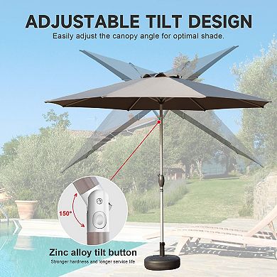 Patio Umbrella, Push Button Tilt, Crank, UV Protection, Waterproof, for Garden Deck Backyard Pool
