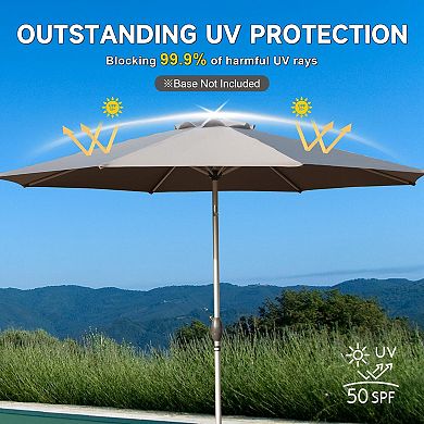 Patio Umbrella, Push Button Tilt, Crank, UV Protection, Waterproof, for Garden Deck Backyard Pool