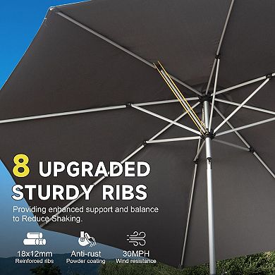 Patio Umbrella, Push Button Tilt, Crank, UV Protection, Waterproof, for Garden Deck Backyard Pool
