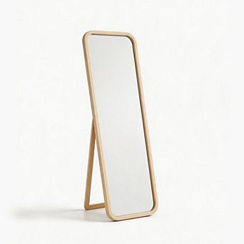Solid Beech Wood Full Length Mirror, Freestanding or Wall Mounted, Natural Wood Frame