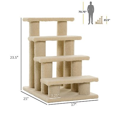 IFMALL Multi-Level Cat Scratching Post with Soft Plush Steps for Play