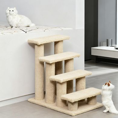 IFMALL Multi-Level Cat Scratching Post with Soft Plush Steps for Play