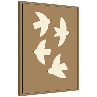 Minimalist Birds Poster 2 Brown by Laura Moss Framed Canvas Wall Art Print
