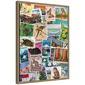 Vintage Stamps by Megan Ryan Framed Canvas Wall Art Print