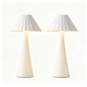Modern 26.5'' Mini Table Lamp Set of 2 with Touch Control and USB Charging, White
