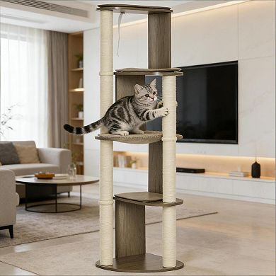 IFMALL Multilevel Corner Cat Climbing Tower with Padded Perches and Scratching Posts