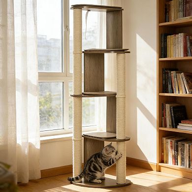 IFMALL Multilevel Corner Cat Climbing Tower with Padded Perches and Scratching Posts