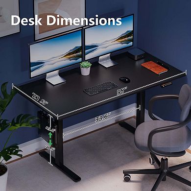 55"x28" Electric Desk, 3 Height Presets, Child Lock, Home/Office Workstation