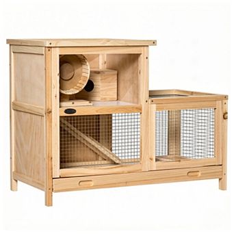IFMALL Two-Tier Small Animal Habitat with Exercise Wheel and Accessories