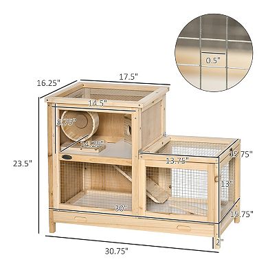 IFMALL Two-Tier Small Animal Habitat with Exercise Wheel and Accessories