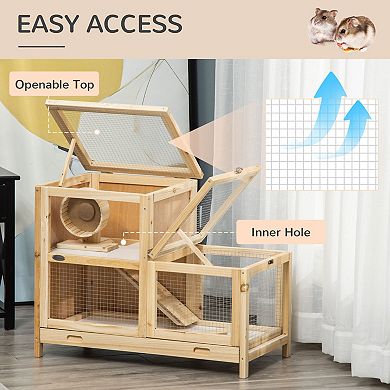 IFMALL Two-Tier Small Animal Habitat with Exercise Wheel and Accessories