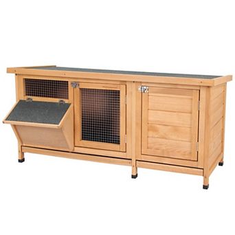 IFMALL Large Wooden Outdoor Small Animal Hutch with Asphalt Roof Enclosure