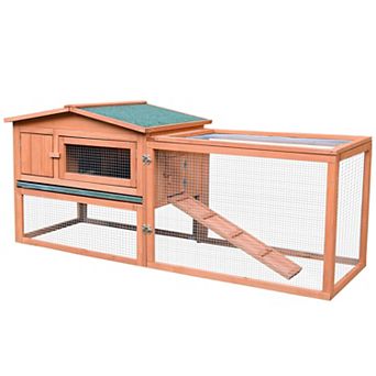 IFMALL Wooden Outdoor Rabbit Hutch with Enclosed Run for Small Animals