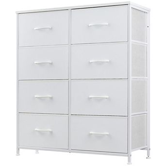 YIORTWO 8 Drawer Fabric Storage Dresser Cabinet with Wooden Top