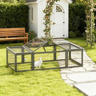 IFMALL Outdoor Small Animal Hutch with Lockable Doors and Spacious Habitat Enclosure