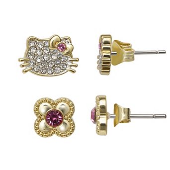 Sanrio Hello Kitty Crystal Round Stud Earring Set