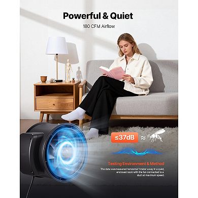 VEVOR 4" Air Filtration Kit, 180 CFM Inline Duct Fan with Speed Controller