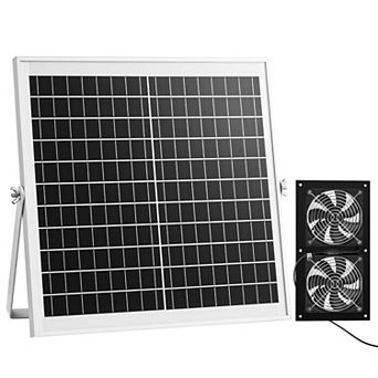 VEVOR Solar Powered Fan, 15W Solar Panel with 2 Fans, Adjustable Solar Panel Angle
