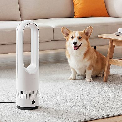 VEVOR Bladeless Tower Fan, 80° Oscillating Standing Fan, 8 Speeds & 9-Hour Timer