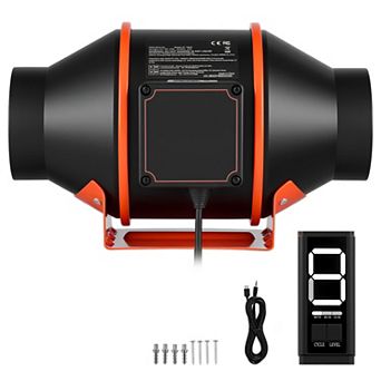 VEVOR Inline Duct Fan, 205 CFM 4 inch EC Motor Ventilation Fan with 3-Speed Circulation