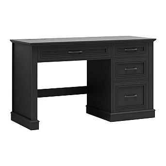 Farmhouse Executive Desk with Drawers & Charging Station for Home Office