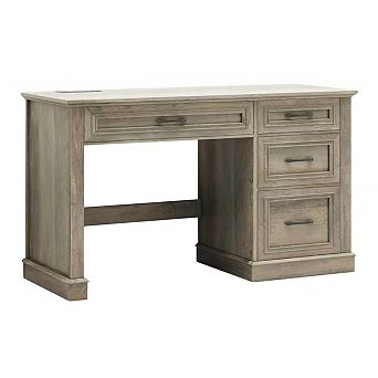 Farmhouse Executive Desk with Drawers & Charging Station for Home Office