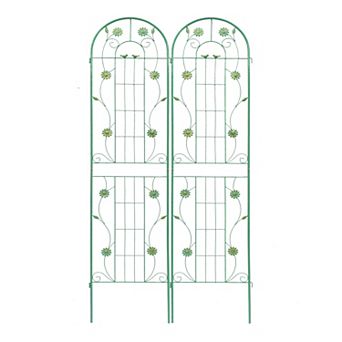 CEWOR 2 Pack Metal Garden Trellis, 86.7" Rustproof Climbing Plant Support with flower Decor
